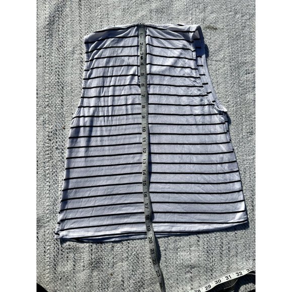 Cotton on Womens XSmall White Tank Top Black Striped Sleeveless Crew neck Zipper - Picture 7 of 8